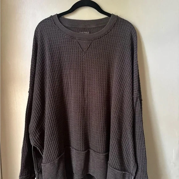 American Eagle Outfitters Gray Ribbed Sweater - Picture 2 of 4